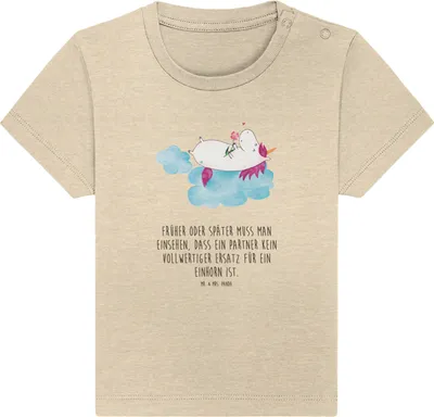Produktbild von Mr. & Mrs. Panda Babyshirt Einhorn Verliebt 12. - 18. Monat - Natural Raw - Geschenk, T-Shirt Baby, Unicorn, Einhörner, , Organic Shirt, Kinder, Liebe, Wolke, Freundin