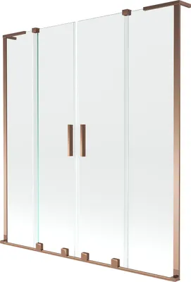 Produktbild von Mexen Velar L Duo Badewannen-Faltwand 2-flügelig, schiebbar 150 x 150 cm, transparent, Roségold - 896-150-003-02-60