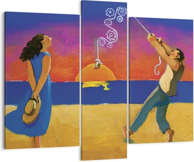 Produktbild von Bild auf Leinwand - Leinwandbild - 3 Teile - Symbol Liebe Surrealismus - 95x80cm - Wand Bild - Wanddeko - Wandbilder - Leinwanddruck - Bilder - Wanddekoration - Leinwand bilder - CB95x80-4411