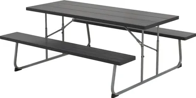 Produktbild von GOPLUS Picknicktisch Set klappbar, Campingtisch für 4-6 Personen, rechteckiger Esstisch Outdoor mit 2 Bänke, Schwarz