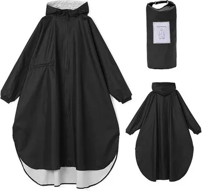 Produktbild von S&Dshopline® Lange, wasserdichte Regenjacken für Damen, leichte Regenponchos, faltbare Outdoor-Regenbekleidung mit Kapuze, Windjacke mit Ärmeln und Tasche