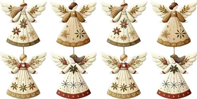 Produktbild von Weihnachtsengel aus Holz, rustikaler Engel, Weihnachtsbaumschmuck im Retro-Stil, kleiner Engel zum Aufhängen für die Weihnachtsfeier