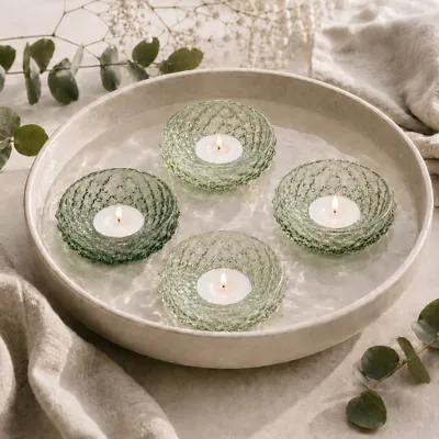 Produktbild von Schwimmschalen Grün aus Glas 4er Set, in Ø 12 cm
