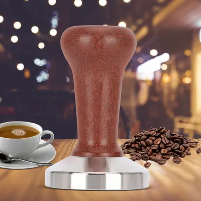 58mm Edelstahl Holzgriff Kaffeestampfer Kaffeepulver Pressen Stampfwerkzeug für den Heimgebrauch
