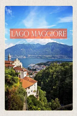 Produktbild von vianmo Holzschild 18x12 cm Lago maggiore GebirgeMeer Bildmotiv Reisemotiv Abenteuer Reisen