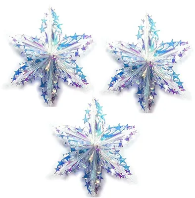 3-teiliges Weihnachtskugeln-Set Schneeflocke irisierend 40 cm