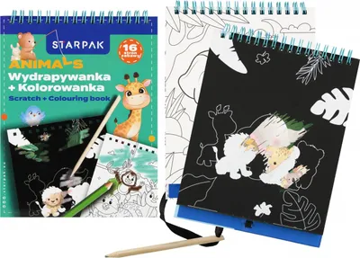Zdjęcie produktu dla Zestaw kreatywny wydrapywanka z kolorowanką Animals STARPAK 552511