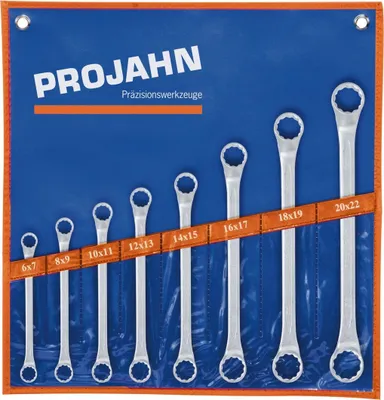 Produktbild von Projahn Doppelringschlüssel Set 8-tlg. 6 x 7 - 8 x 9 - 10 x 11 - 12 x 13 - 14 x 15 - 16 x 17 - 18 x 19 - 20 x 22 mm