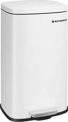 Produktbild von Weißer 30L Stahl-Pedal-Müllbehälter mit Softclose-Deckel