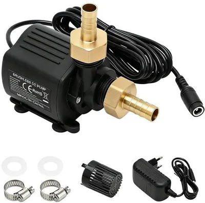 Productafbeelding van Waterpomp Klein 12V 800L/H, Mini Dompelpomp met 5-versnellingsregelaar, Vijverpomp en Fonteinpomp voor Aquaria en Tuinen