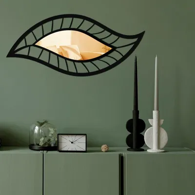 Obrázok produktu pre Wallity, elegantné dekoratívne zrkadlo, 65x29 cm, zlatá farba, 100%.Polyakryl (PLEXIGLASS), 3D dizajn