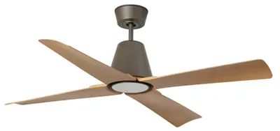 Image de Ventilateur de plafond à basse consommation avec éclairage LED et télécommande pour l'extérieur Typhoon Marron / Érable