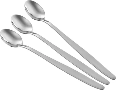 Produktbild von Nirosta Langstiellöffel 20 cm Arlberg, Eiskaffeelöffel aus Edelstahl, Longdrinklöffel für große Gläser, Cocktaillöffel für jeden Anlass, Löffel für Desserts (Farbe: Silber), Menge: 1 x 3 Stück