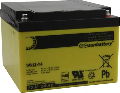 Zdjęcie produktu dla Akumulator SUN z elektrodami ołowiowymi (AGM) SB12-24VO 12,0 V 24,0 Ah