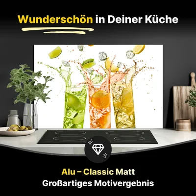Produktbild von Spritzschutz Küchenrückwand aus Aluminiumverbund in Matt 100x60 cm - Erfrischungsgetränke mit Zitrusfrüchten