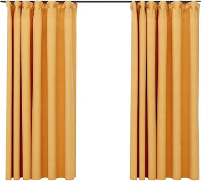 Obrázek produktu pro vidaXL Zatemňovací závěsy háčky vzhled lnu 2 ks. Žluté 140x175 cm
