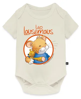 Produktbild von Spreadshirt Leo Lausemaus Logo Kurzarm Tages Baby Body, 86 (12-18 M.), Naturweiß