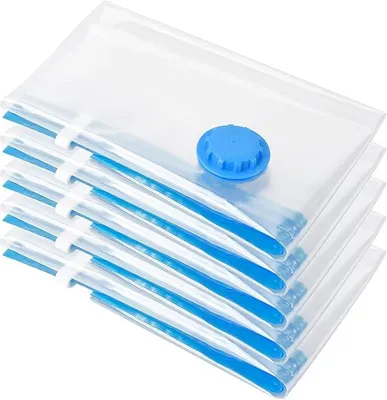 Produktbild von PolkaHome® Set von 5 wiederverwendbaren Vakuumbeuteln, Kompressionsbeutel für Reisen, 40 x 50 cm, Vakuumbeutel für Kleidung, Bettdecken,