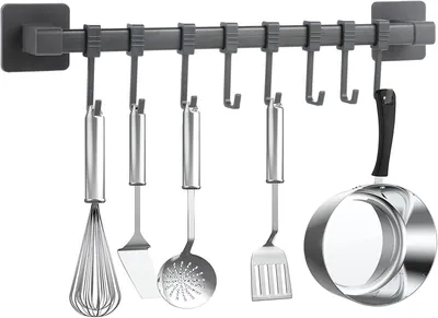Imagen del producto de Tira adhesiva con ganchos, color , 8 ganchos, ajustable, para la cocina