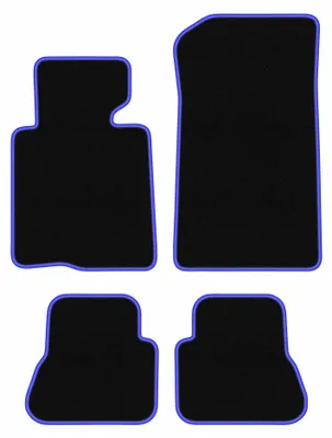 Image de Tapis de sol en moquette pour BMW 3 E46 2000-2007 (cabriolet) – jeu 4 pièces, noir/bleu, sur mesure – Wielganizator CARLUX