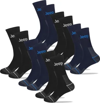 Produktbild von Jeep 6 Paar Herrensocken - Haltbare Wandersocken, Arbeitssocken Aus Baumwolle Schwarz/Blau