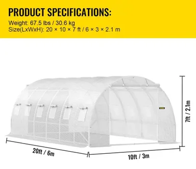 Immagine prodotto di Kweekkas - Tunnel per coltivazione - Serra - Serre - Serra per pomodori - Dimensioni: 6 x 3 x 2,1 metri - Struttura in acciaio