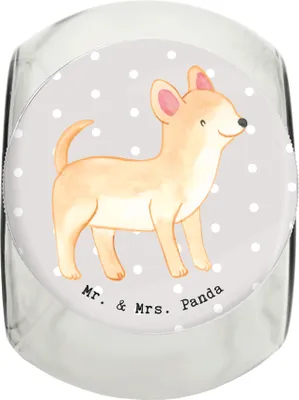Produktbild von Mr. & Mrs. Panda Dose Chihuahua Moment L 870ml - Grau Pastell - Geschenk, Keksdose, Bonbonglas, Vorratsbehälter, Vorratsglas, schraubglas