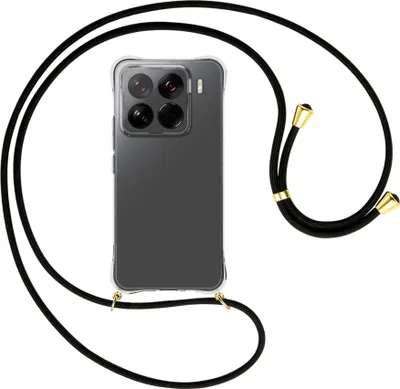 Produktbild von Handykette Backcover-Schutzhülle mit Band (Metall goldfarben) für Xiaomi 15 Pro 5G - schwarz