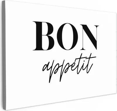 Zdjęcie produktu dla MuchoWow® - Obraz na płótnie - Dobry apetyt - Cytat - Biały - Cytat, fototapeta, dekoracja ścienna obrazy do salonu, 60x40cm