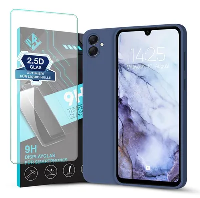 Produktbild von Hülle für Samsung Galaxy A05 mit 9H Displayglas Displayschutz Case Cover Bumper Smartphone Softgrip Schutzhülle Farbe: Lavendelblau