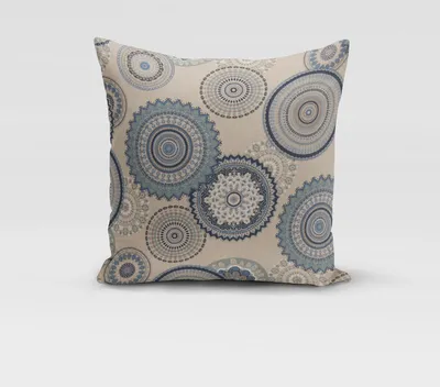 Produktbild von SCHÖNER LEBEN. Kissenhülle Mandalas natur blau verschiedene Größen Größe 60x60cm (HxB) 60x60cm (HxB) Größe
