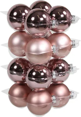 Produktbild von 16 Christbaumkugeln Glas Weihnachtskugeln Kugel 80mm 8cm Baumschmuck Weihnachten, Farbe:Smokey Rose