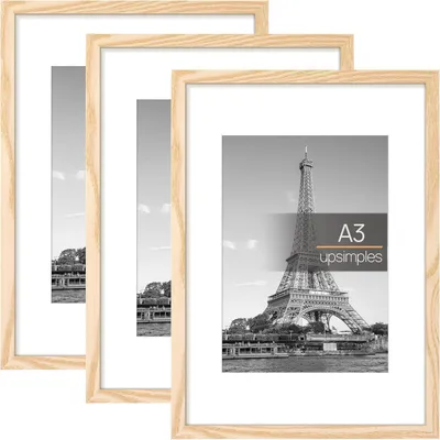 Image de Lot de 3 cadres photo A3, couleur naturelle, dimensions 29,7 x 42 cm