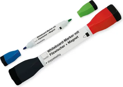 Produktbild von TimeTEX Whiteboard-Marker Doppelspitze mit Filzwischer + Magnet