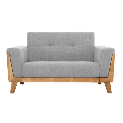 Produktbild von Miliboo - Skandinavisches Sofa 2-Sitzer in Hellgrau und Holz FJORD