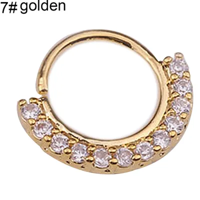 Produktbild von Stück Damen-Nasenring mit eingelegtem Zirkonia, Helix-Ohrring, Piercing-Schmuck-Goldene 7