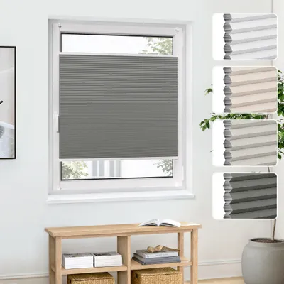 Produktbild von Wabenplissee Thermo Grau 80x200cm Verdunkelnd Ohne Bohren Hitzeschutz Pure Jalousiescout