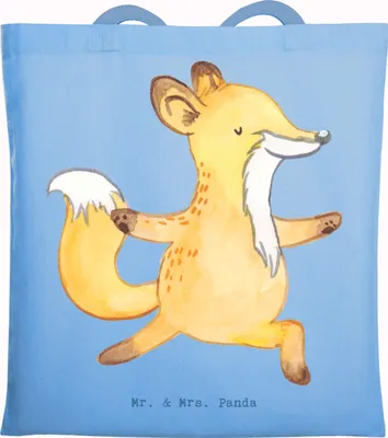 Produktbild von Mr. & Mrs. Panda Shopping Tasche Kinderyogalehrer Herz - Sky Blue - Geschenk, Büchertasche, Laptoptasche, Tote Bag, Schultasche