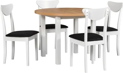 Produktbild von Esstischgarnitur, Esszimmerstühle aus Buchenholz, Esstischen und Stühlen, moderne Esszimmer- und Küchenstühle, Stuhl HUGO 3+ Tisch POLI 4