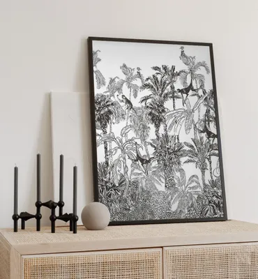 Produktbild von Poster Dschungel Affen, groesse_poster:50x70 cm, groesse_rahmen:weiß 50x70 cm