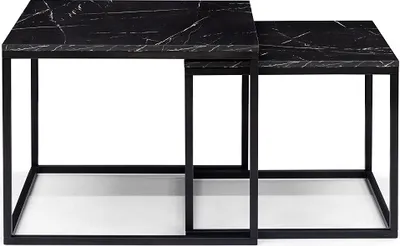 Produktbild von Furmeb24 - VEROLI - E2er-Set Couchtische mit geraden Metallbeinen , Marmor-Effeckt .