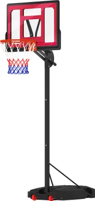 Obrázok produktu pre AIYAPLAY vonkajší basketbalový kôš pre deti, výškovo nastaviteľný basketbalový stojan 200-260 cm s kolieskami, taška na závažia, basketbalový systém so stojanom pre deti od 6 rokov, červený