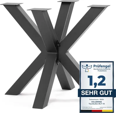 Immagine prodotto di HOLZBRINK Telaio del tavolo Spider | gamba solida / gamba del tavolo in metallo Nero per tavolino, tavolo da pranzo | 1 pezzo ,una gamba del tavolo 85x80 cm | altezza 72 cm
