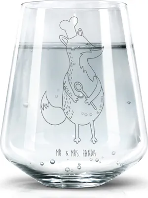 Produktbild von Mr. & Mrs. Panda Glas Fuchs Koch - Transparent - Geschenk, Trinkglas, Glasbecher, Becherglas, Bäcker, Hungrig, Chefkoch, Tumbler, Wasserbecher