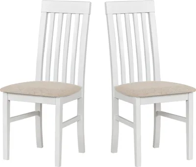 Produktbild von LeafDesign Küchenstühle 2er Set - Stuhl Buche Massiv - Esszimmerstuhl 120 kg - Stühle Esszimmer 2er Set - Holzstuhl - Esstischstühle NILO 1 WEISS ARAGON 03