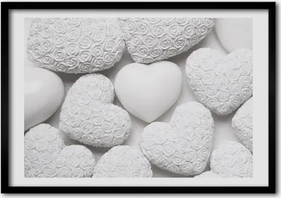 Produktbild von Bild - Bilderrahmen - 100 cm x 70 cm - MDF - Rahmen - Foto - Wandkunst Weißer Hintergrund Herz