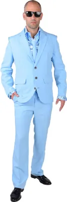 Produktbild von M218287-13-L hell-blau Herren Anzug Smoking Sakko Hose und Krawatte Gr.L