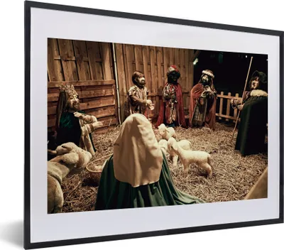 Produktbild von MuchoWow® MuchoWow® Gerahmtes Poster Weihnachten - Krippe 40x30 cm - Poster mit zchwarzem Bilderrahmen - Bilderrahmen - Poster im Rahmen