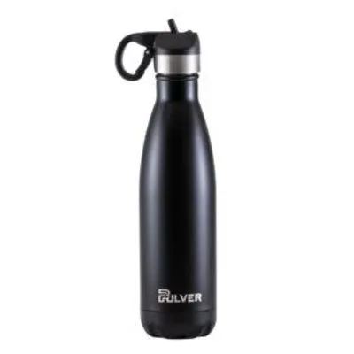 Produktbild von Pulver Premium Edelstahl-Thermosflasche 500 ml – Schwarz, BPA-frei, Doppelwandig, Auslaufsicher, Mit Strohhalm & Edelstahlverschluss