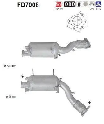 Produktbild von AS FD7008 Dieselpartikelfilter Rußpartikelfilter DPF für VW Touareg (7LA, 7L6, 7L7) Abgasanlage Diesel